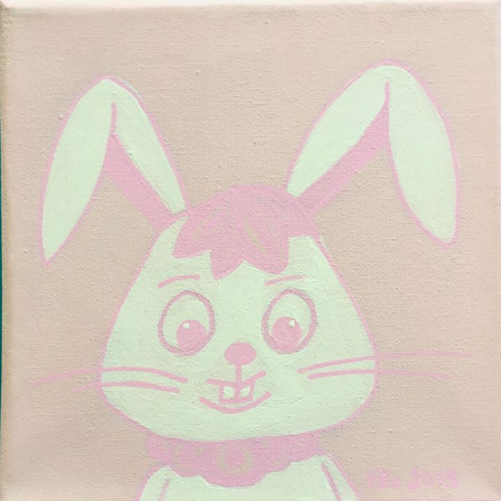 Painting titled "Petit lapin blanc" by Flo, Original Artwork, Acrylic