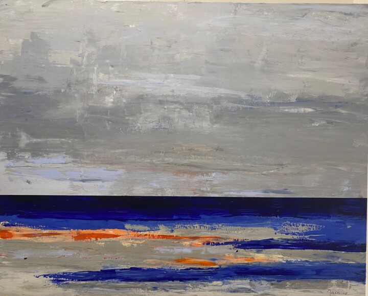 Painting titled "À L’Horizon" by Florence Maraine Bertrand, Original Artwork, Acrylic Mounted on Wood Stretcher frame