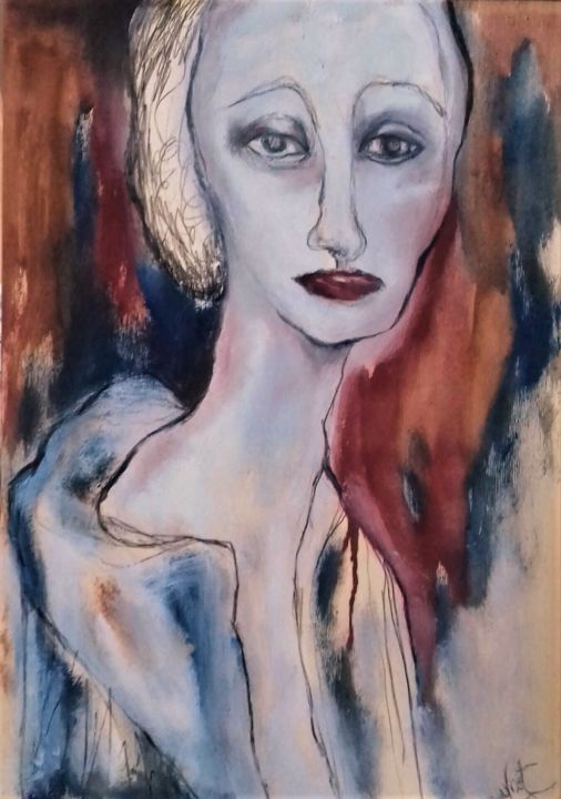 Painting titled "PORTRAIT (série)" by Florence Moulinet, Original Artwork, Oil