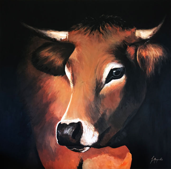 Vache D Aubrac Portrait 絵画 Florence Nayrollesによって Artmajeur