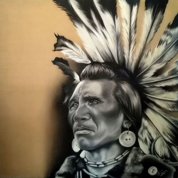 Painting titled "Indian Spirit" by Florence Roger, Original Artwork