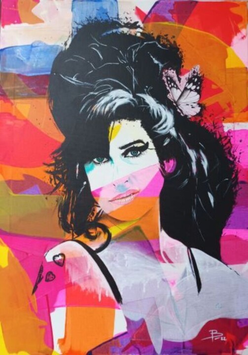 Pintura intitulada "AMY" por Florent Bertolino, Obras de arte originais, Acrílico Montado em Armação em madeira