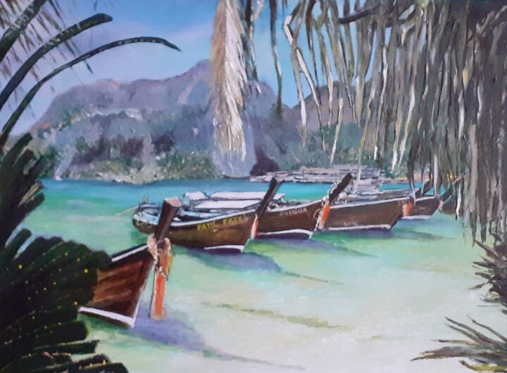 Painting titled "THAILANDE" by Erick Millet, Original Artwork, Acrylic