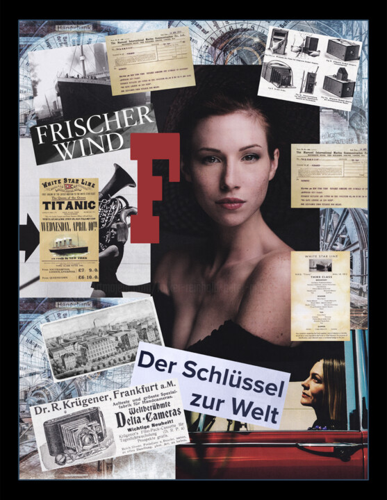 Collagen mit dem Titel "Fortschritt" von Folker Reinhold Peter Pritsch, Original-Kunstwerk, Digitale Collage