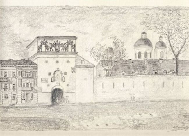 Dibujo titulada "Святые ворота в Вил…" por Vladimip Koltsov, Obra de arte original