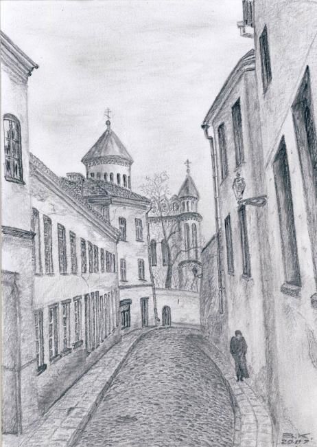 Dibujo titulada "Спасский переулок" por Vladimip Koltsov, Obra de arte original, Otro