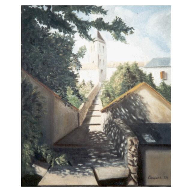 Peinture intitulée "escalier" par Jean Michel Crispoul, Œuvre d'art originale