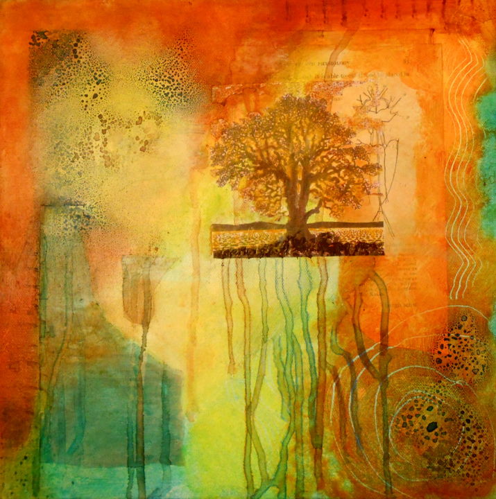 Peinture intitulée "Tree With Roots" par Veronica Stewart, Œuvre d'art originale