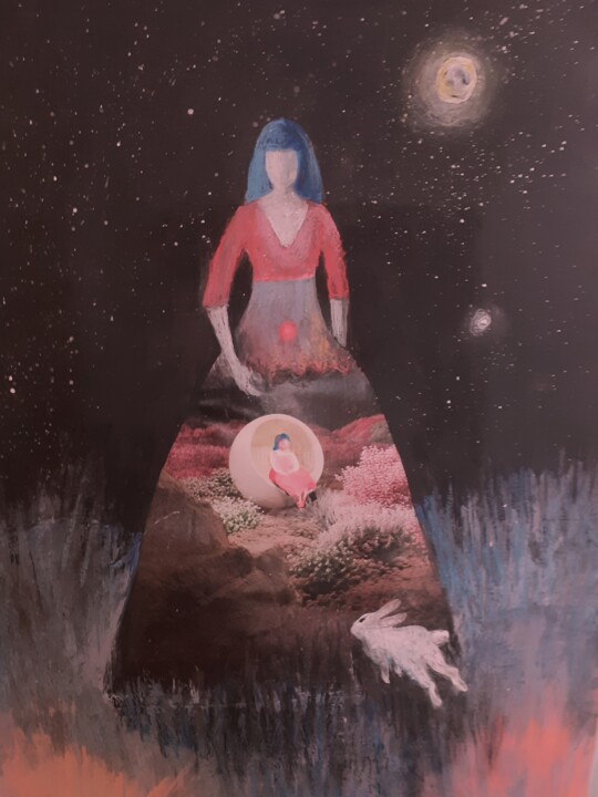 Malerei mit dem Titel "la bambina interiore" von Francesca Sacconi, Original-Kunstwerk, Tempera