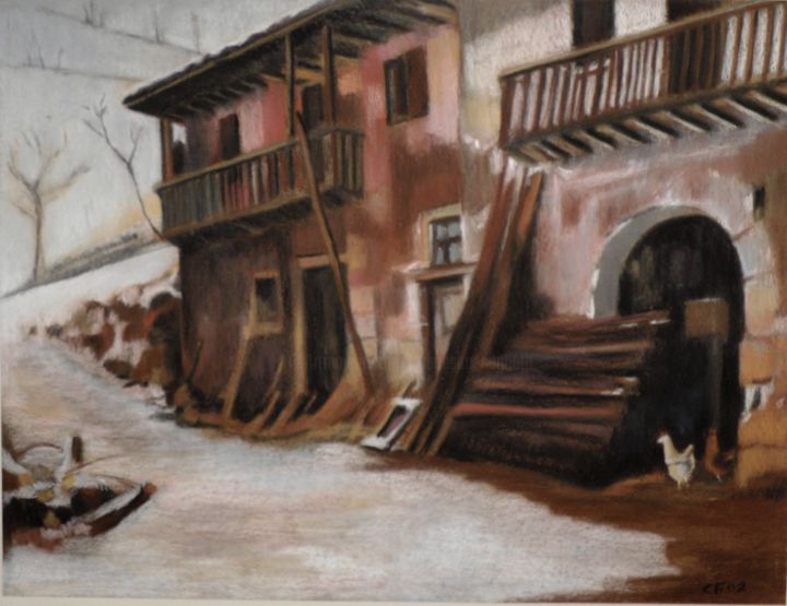Schilderij getiteld "Aia con neve" door Francesco Cagnato, Origineel Kunstwerk, Pastel