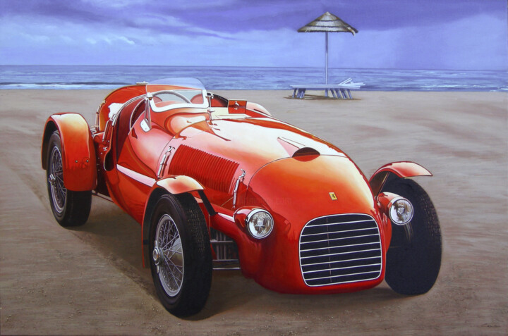 "Ferrari166 spyder c…" başlıklı Tablo Francesco Capello tarafından, Orijinal sanat, Petrol Ahşap Sedye çerçevesi üzerine mon…