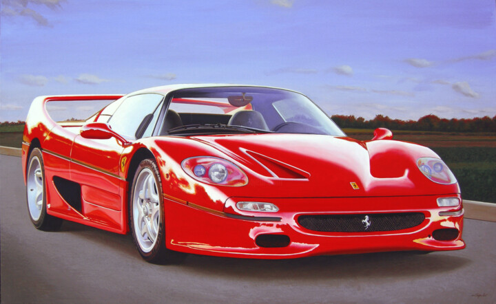 绘画 标题为“Ferrari - f50 -pres…” 由Francesco Capello, 原创艺术品, 油