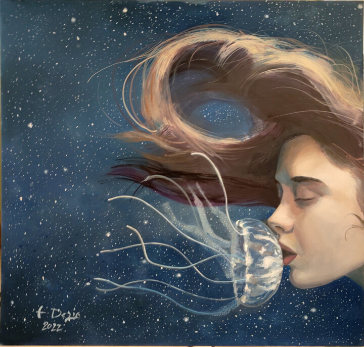 Schilderij getiteld "il bacio della medu…" door Francesco Dezio, Origineel Kunstwerk, Olie