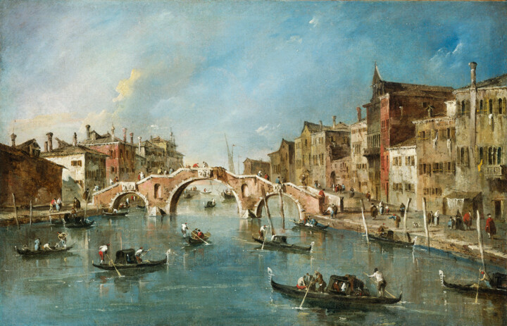 Картина под названием "Vue sur le canal du…" - Francesco Guardi, Подлинное произведение искусства, Масло