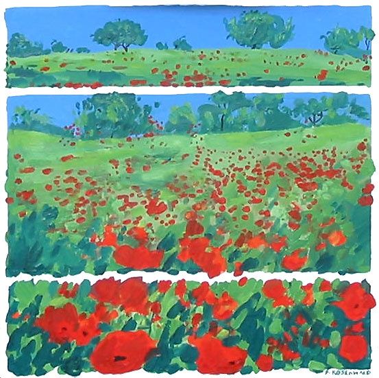 Painting titled "Coquelicots" by Francine Rosenwald : Parcours Artistique, Original Artwork