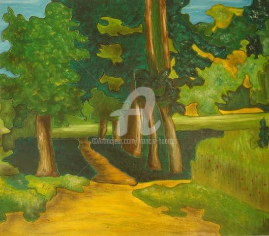 Pintura intitulada "Une orée de forêt..…" por Huertas, Obras de arte originais, Óleo