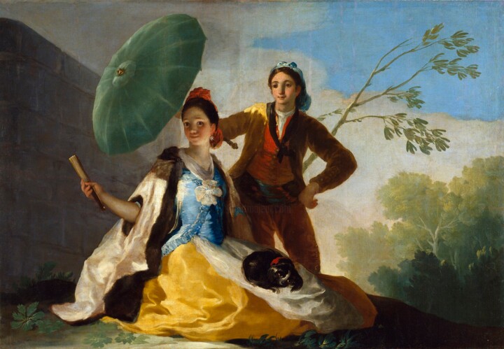 Painting titled "Le parasol" by Francisco Goya, Original Artwork, Oil