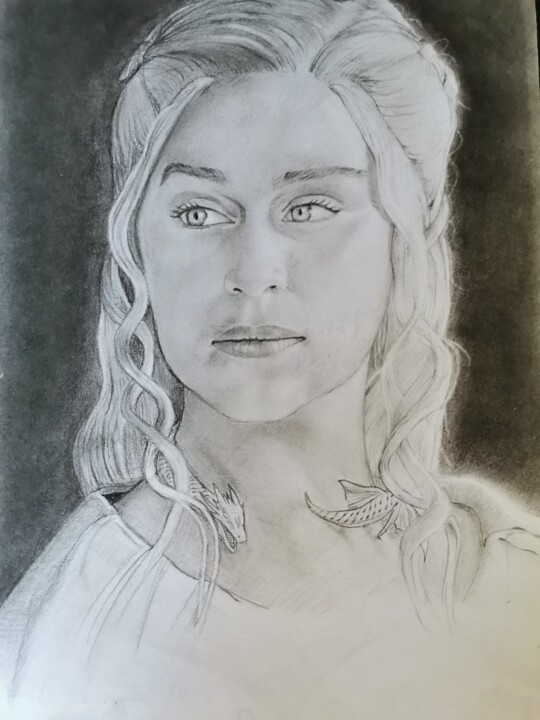 Dibujo titulada "Daenerys Targaryen…" por Francisco Martin, Obra de arte original, Carbón