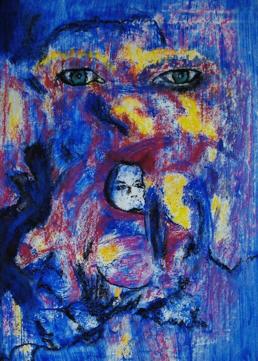 Peinture intitulée "face au miroir" par Francisco Mendes, Œuvre d'art originale, Pastel