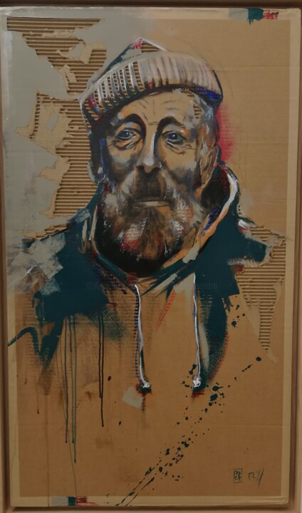Pintura titulada "le marin" por Francis L'Huillier, Obra de arte original, Acrílico Montado en Panel de madera