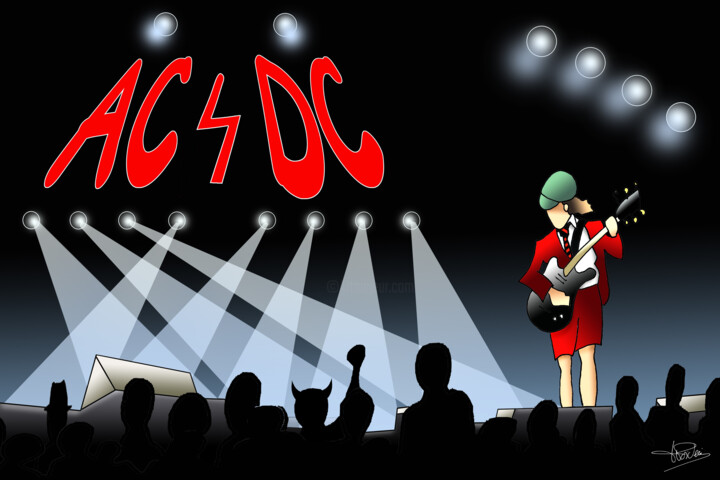 Artes digitais intitulada "AC/DC" por Franck Poidevin, Obras de arte originais, Pintura digital