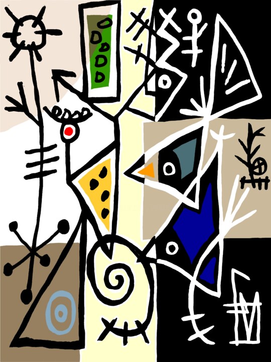Digital Arts titled "mangeoire à oiseaux" by Franck Vidal, Original Artwork, Digital Painting