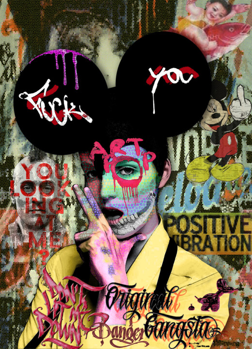 Digitale Kunst mit dem Titel "MICKEY FUCK YOU" von Francois Rey, Original-Kunstwerk, 2D digitale Arbeit