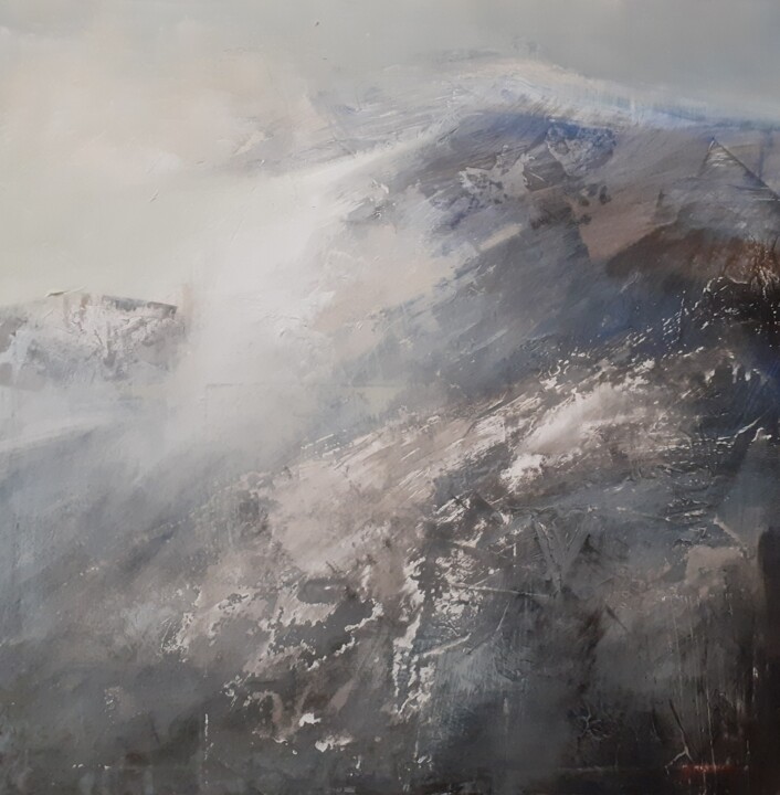 Painting titled "Montagne" by Françoise Bellière, Original Artwork, Pigments