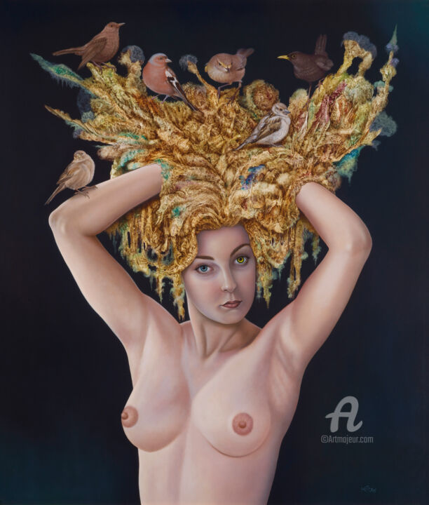 Pintura titulada "The maid with the a…" por Frank Kortan, Obra de arte original, Oleo