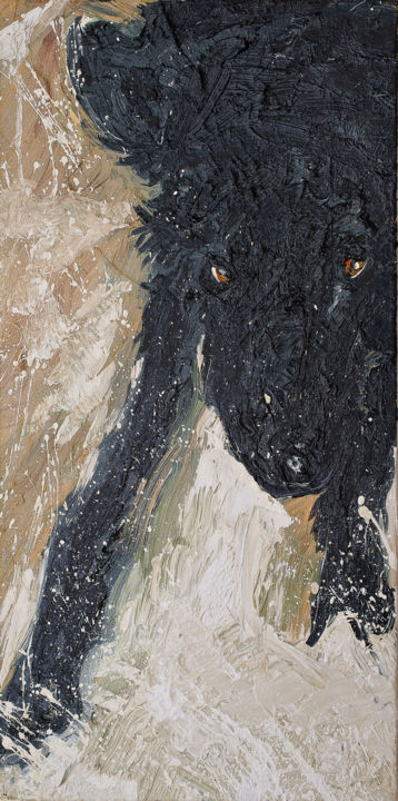 Painting titled "Il Cane Preston" by Frank'O Orsi Pittore Espressionista, Original Artwork, Oil