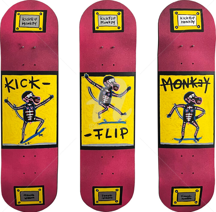 "KICKFLIP MONKEY" başlıklı Tablo Frank Willems tarafından, Orijinal sanat, Akrilik