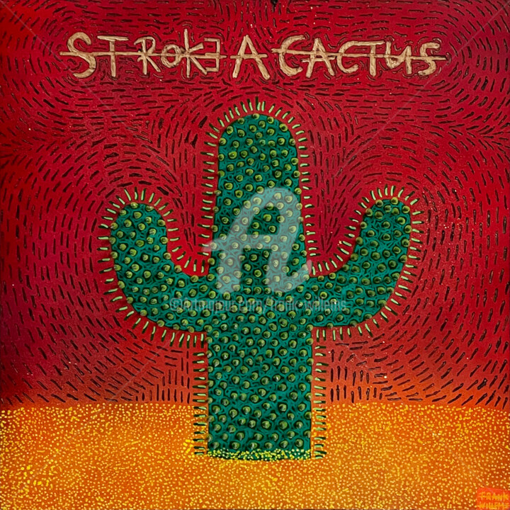 「STROKE A CACTUS #2」というタイトルの絵画 Frank Willemsによって, オリジナルのアートワーク, アクリル