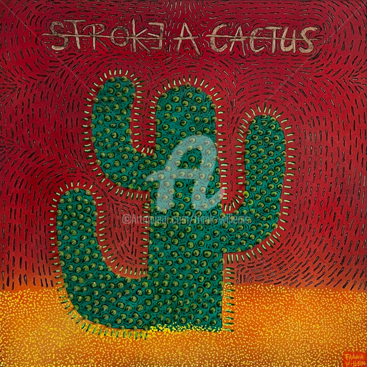 Ζωγραφική με τίτλο "STROKE A CACTUS #4" από Frank Willems, Αυθεντικά έργα τέχνης, Ακρυλικό