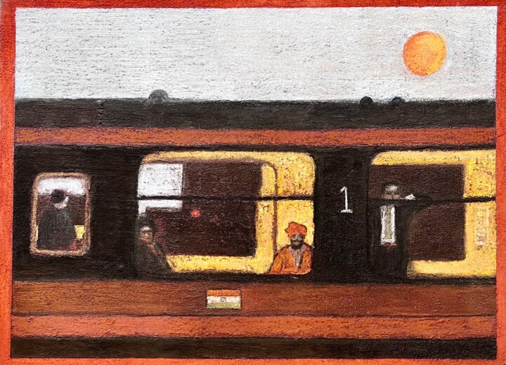 Painting titled "MADRAS - PONDICHERY" by Fred Du Mesnil, Original Artwork, Pastel Mounted on Wood Panel