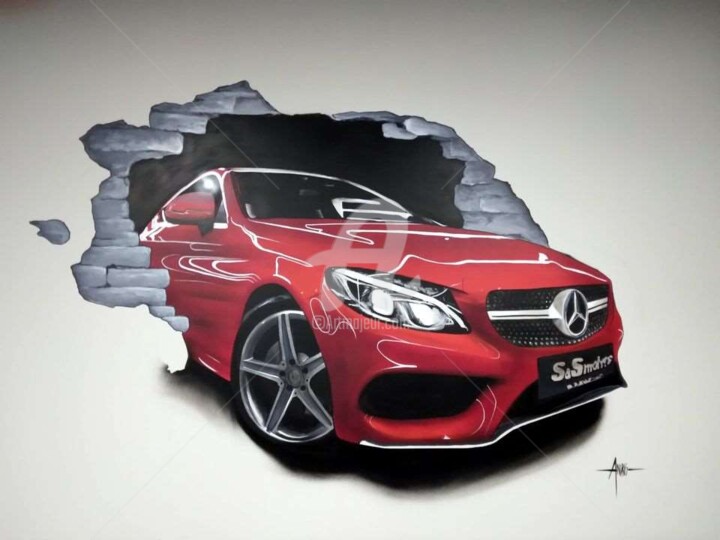 Malerei mit dem Titel "Mercedes" von Frédéric Andrès, Original-Kunstwerk, Sprühfarbe