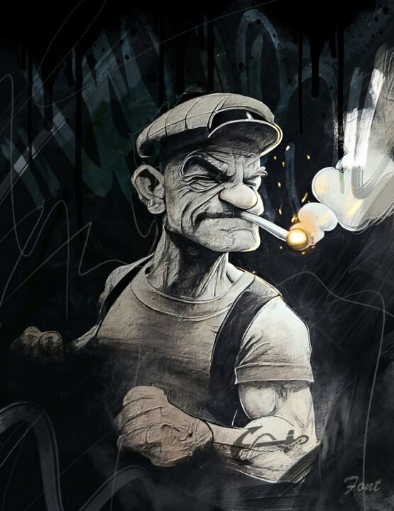 Grafika cyfrowa / sztuka generowana cyfrowo zatytułowany „Popeye V1” autorstwa Frédéric Font (Chroma), Oryginalna praca, Mal…