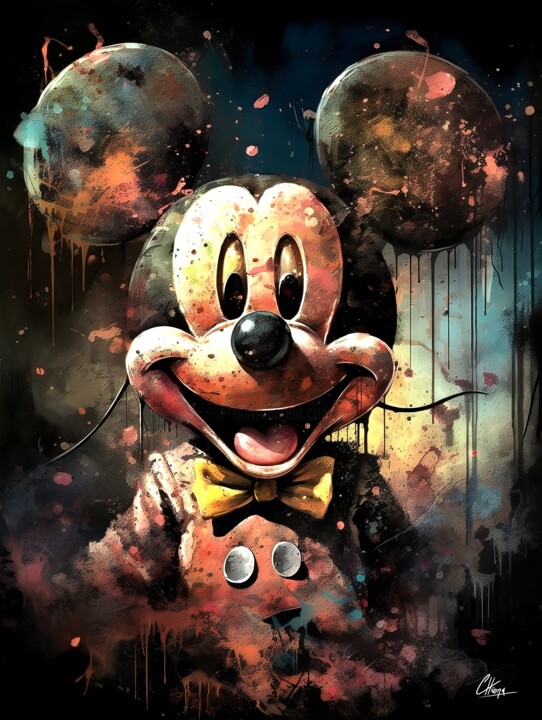 Arte digital titulada "Mickey Smiley" por Frédéric Font (Chroma), Obra de arte original, Pintura Digital Montado en Bastidor…