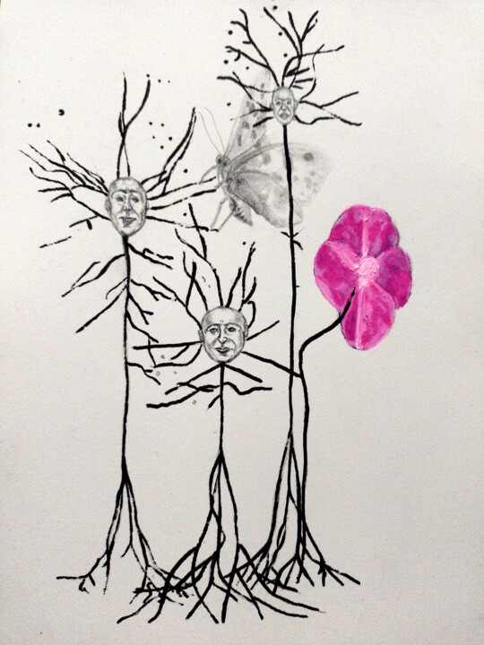 Dessin intitulée "Bouquet 2" par Frédérique Lanquetin, Œuvre d'art originale, Crayon