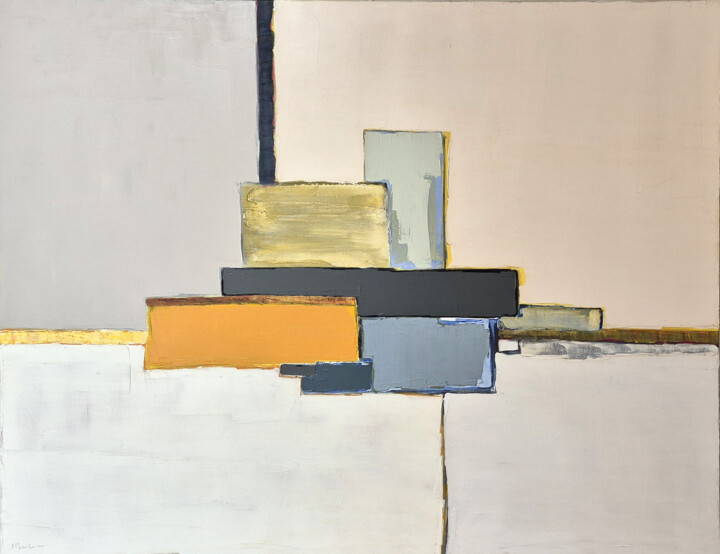 제목이 "Abstraction 27"인 미술작품 Frédérique Marteau로, 원작, 기름 나무 들것 프레임에 장착됨