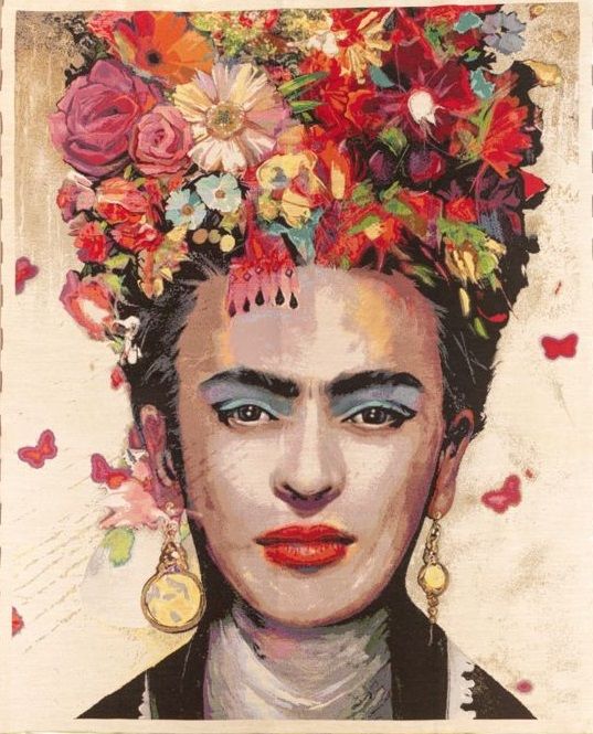 Art textile intitulée "Portrait" par Frida Kahlo, Œuvre d'art originale, Tapisserie