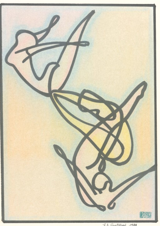 Dessin intitulée "Turmspringerin" par Friedrich Alexander Großkopf, Œuvre d'art originale, Encre