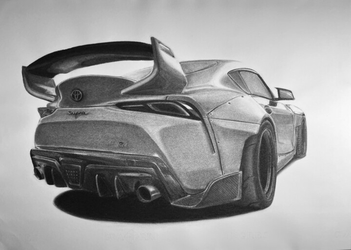 Dibujo titulada "Toyota Supra GR Mk5…" por Gabriel López Campos, Obra de arte original, Carbón