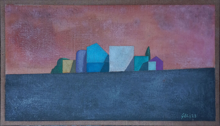 Peinture intitulée "Skyline" par Gaetano Ligrani (Gali), Œuvre d'art originale, Huile