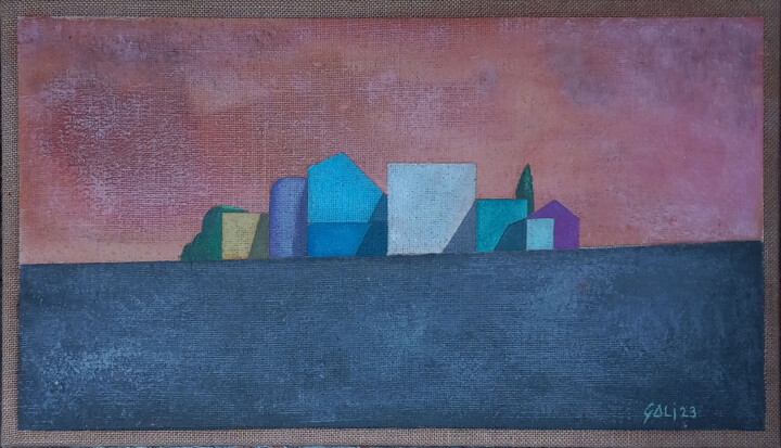 Painting titled "Skyline" by Gaetano Ligrani (Gali), Original Artwork, Oil