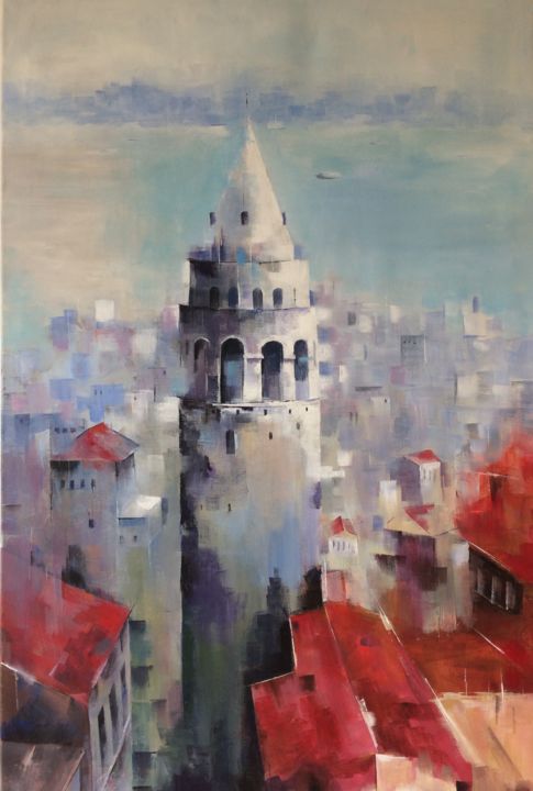 Pintura intitulada "GALATA KULESİ" por Galeri Bizon, Obras de arte originais, Acrílico