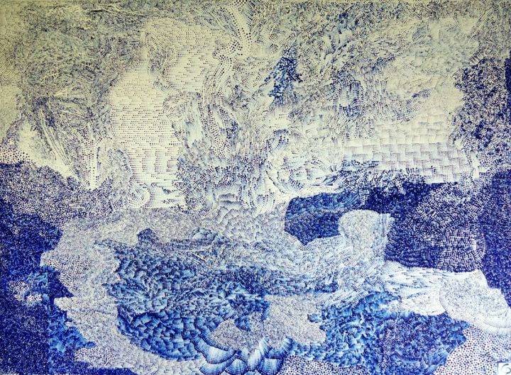 Schilderij getiteld "Bleu outremer foncé" door Pauline Chevalier, Origineel Kunstwerk, Acryl Gemonteerd op Frame voor houten…