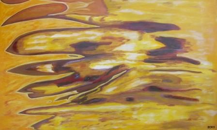 Painting titled "YELLOW MOTION" by Chris Roro, Original Artwork, Oil