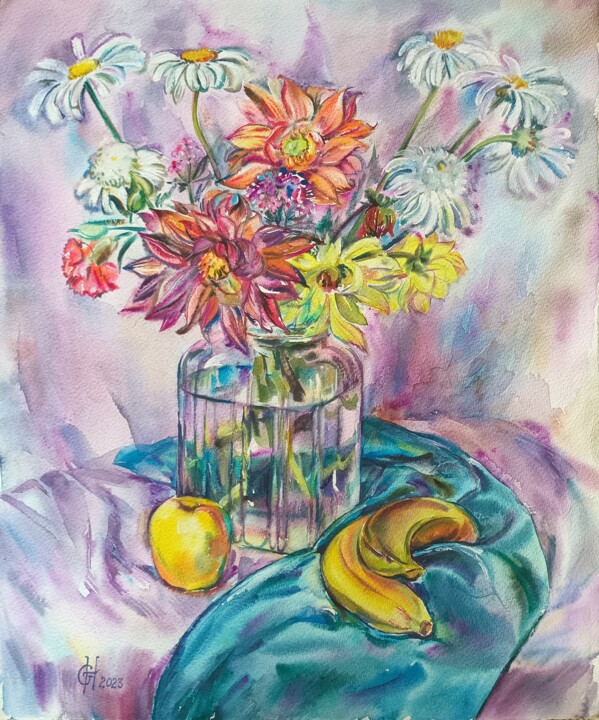 제목이 "Still life.Bouquet…"인 미술작품 Galina Hannemann로, 원작, 수채화