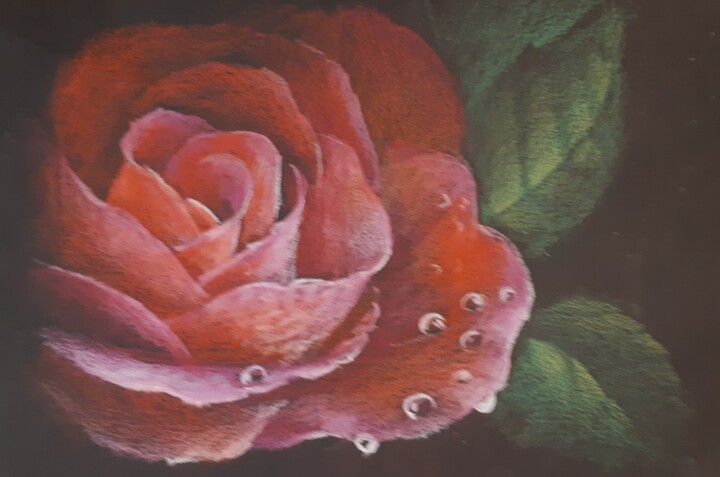 Dibujo titulada "rose in a dark.jpg" por Galina Sviriaeva, Obra de arte original, Conté