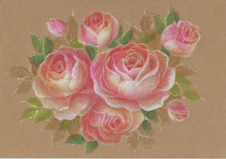 Dibujo titulada "rose1.jpg" por Galina Sviriaeva, Obra de arte original, Lápiz